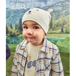 Lot de 2 bonnets bébé en coton bleu marine et gris ours –  – Soldes