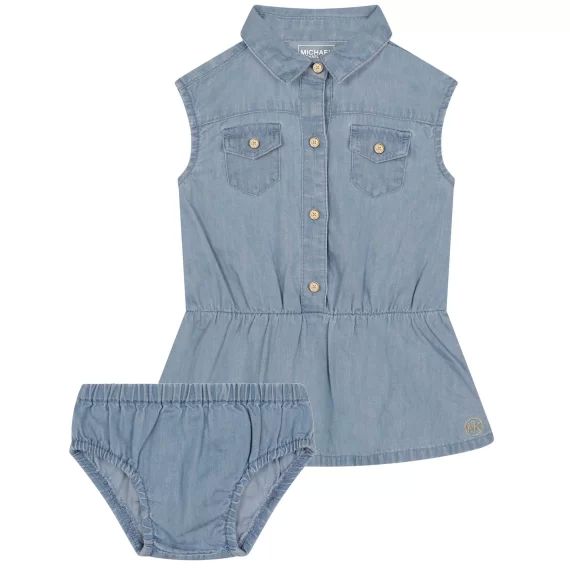 Robe sans manche en chambray Fille Bleu