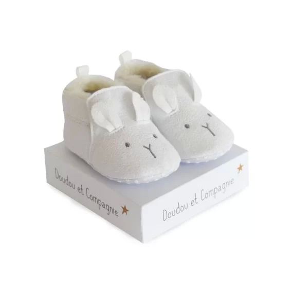 Chaussons lapin blanc (0-6 mois)