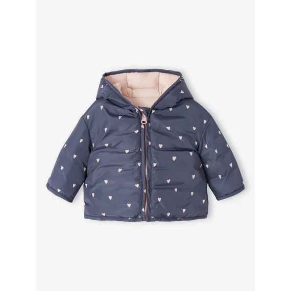 Doudoune bébé réversible bleu ardoise