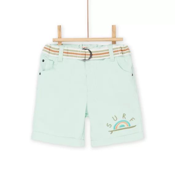 Bermuda Vert D&rsquo;eau À Motif Brodé – Turquoise