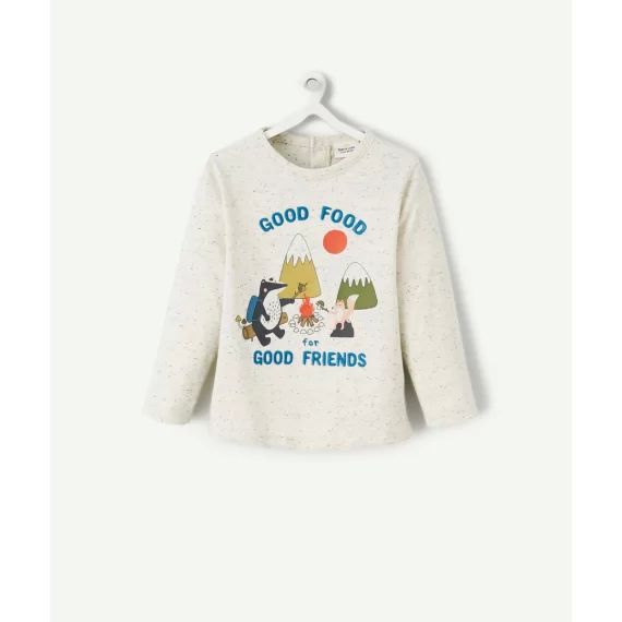 T-shirt bébé garçon gris moucheté thème camping
