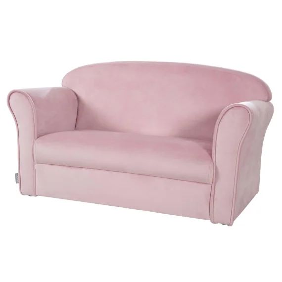 Canapé Club En Velours Doux Pour Enfant – Rembourré En Mousse – Lil Sofa Rose Pastel