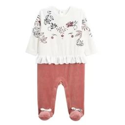 Pyjama bébé en velours Trinidad rose