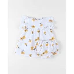 Robe Avec Bloomer Crépon De Coton Blanc