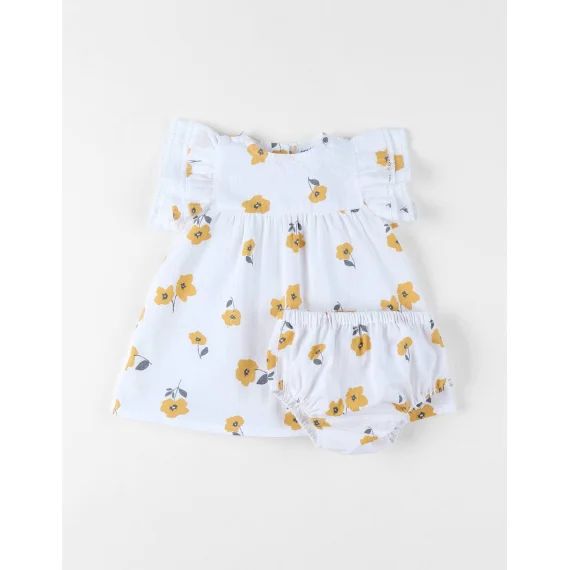 Robe Avec Bloomer Crépon De Coton Blanc