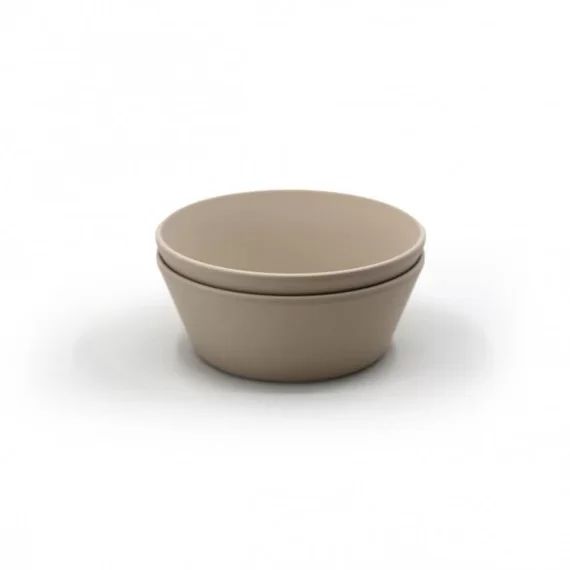 Lot De 2 Bols Ronds Beige Vanille – Repas Bébé – Mushie Beige