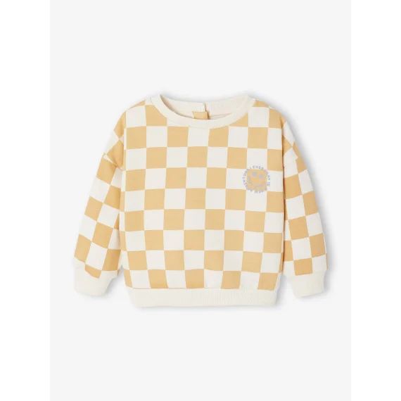 Sweat-shirt bébé imprimé damier ocre