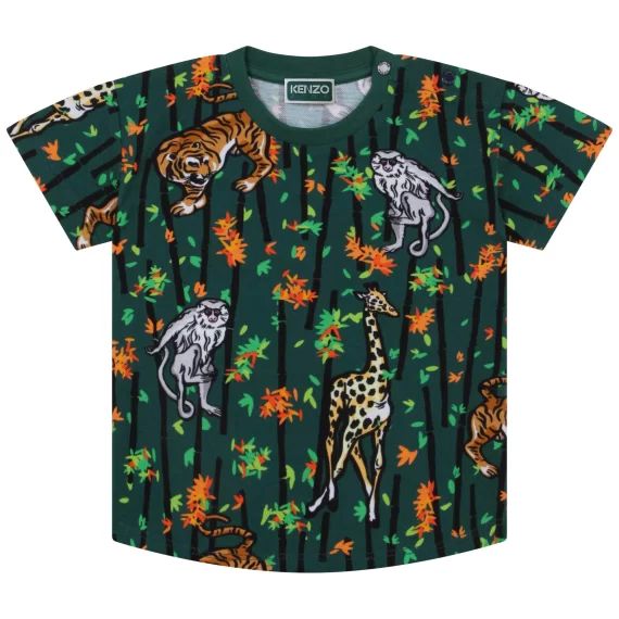 T-shirt imprimé en coton piqué Garçon Vert