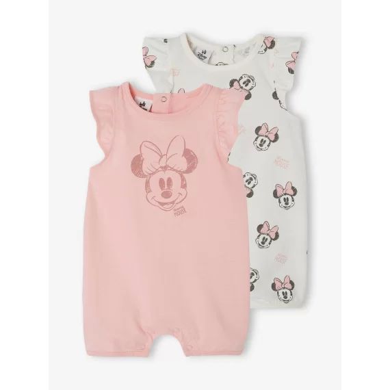 Lot de 2 bodies bébé fille Disney® Minnie rose + blanc