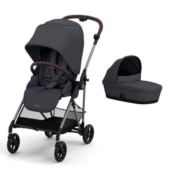 Poussette Cybex Melio 3 Châssis Bronze + Nacelle – Monument Grey (2023)