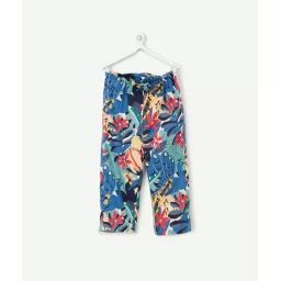Pantalon fluide bébé fille en coton imprimé tropical –  – Soldes