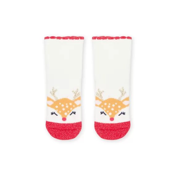 Chaussettes En Lurex À Imprimé Noël – Ecru