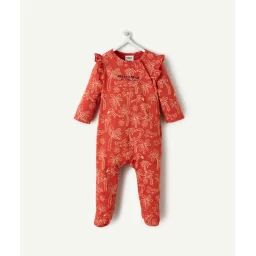 Dors-bien bébé en coton bio rouille avec imprimé palmiers et oiseaux