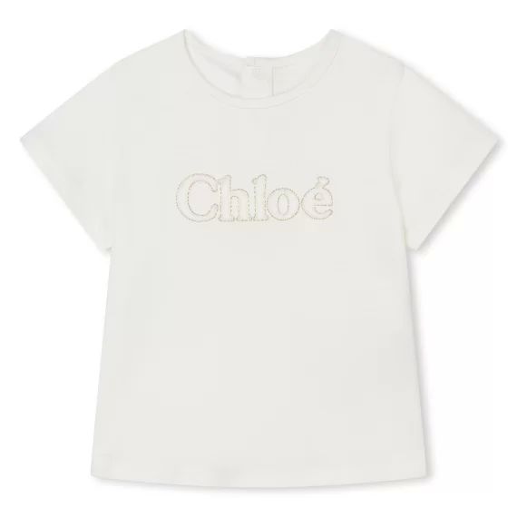 T-shirt manches courtes brodé Fille Blanc