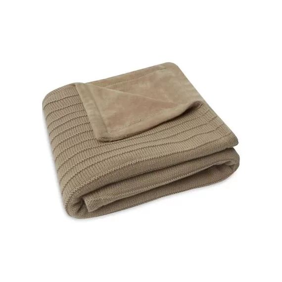Couverture polaire en coton bio Pure Knit Biscuit (75 x 100 cm)
