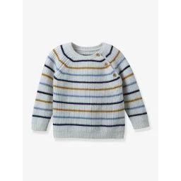 Pull rayé bébé en laine CYRILLUS écru