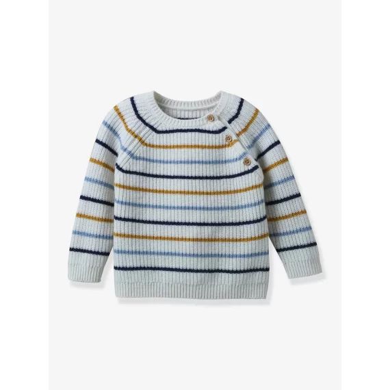 Pull rayé bébé en laine CYRILLUS écru