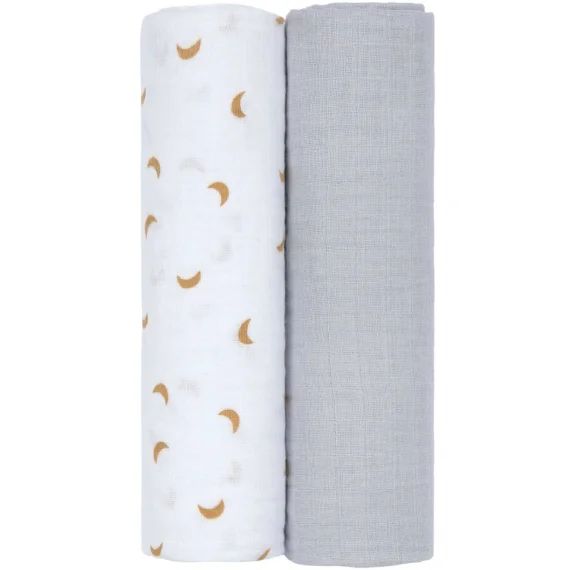 Lot De 2 Maxi Langes Gris Clair, Blanc, Curry