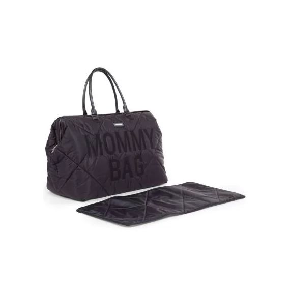 Sac à langer à anses Mommy bag matelassé noir