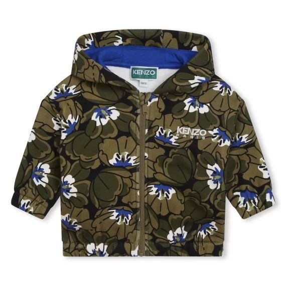 Sweat-shirt zippé en coton Garçon Vert
