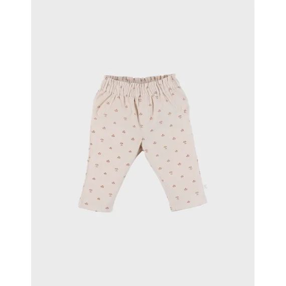 Pantalon Fille Velours Côtelé Motif Nature Rose