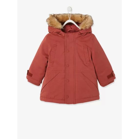 Parka à capuche bébé garçon terracotta