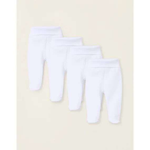 Pack 4 Pantalons À Pieds En Coton Blanc
