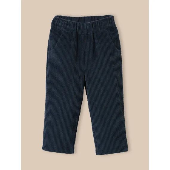 Pantalon Velours En Grosses Côtes Bleu Ombre