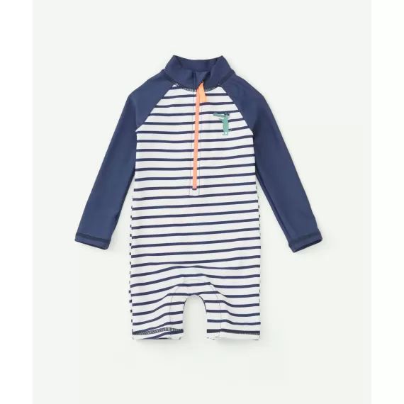 Combinaison anti-uv bébé garçon bleu marine et rayé