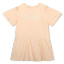 Robe avec manches volantées Fille Beige
