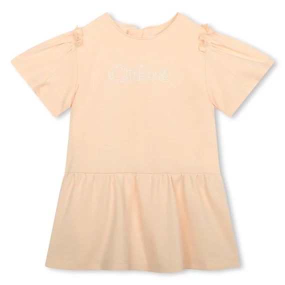 Robe avec manches volantées Fille Beige