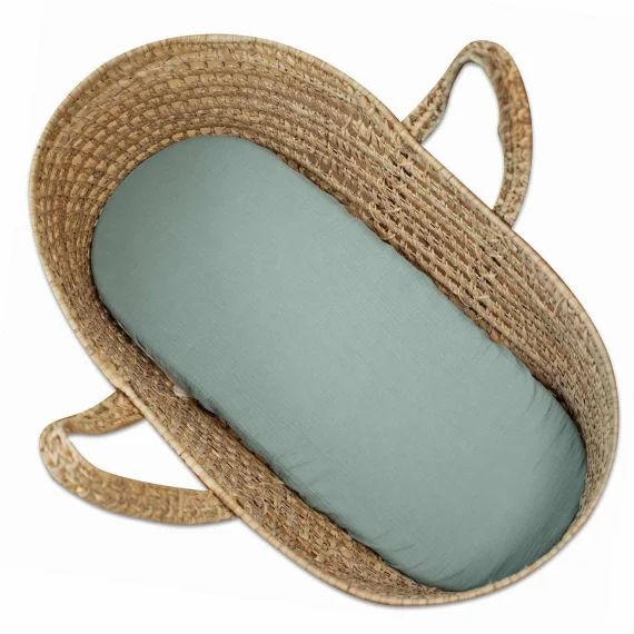Drap Housse Couffin Ovale En Gaze De Coton Jeanne Vert De Gris