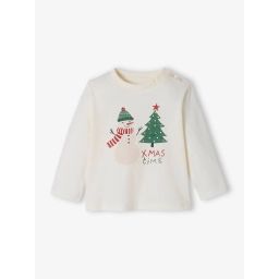 T-shirt de fête bébé Christmas time écru