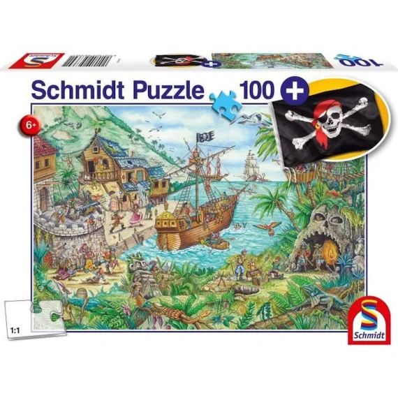 Puzzle Fantastique – SCHMIDT SPIELE – Dans la baie aux pirates – 100 pièces – Multicolore et vert vert