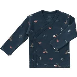 Cardigan croisé en coton bio Rabbit mood indigo (3-6 mois : 60 à 67 cm)