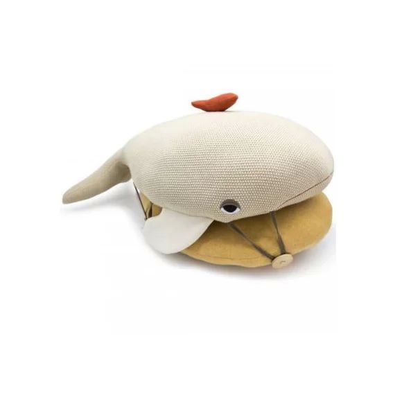 Coussin 2 en 1 baleine sable (75 x 50 cm)