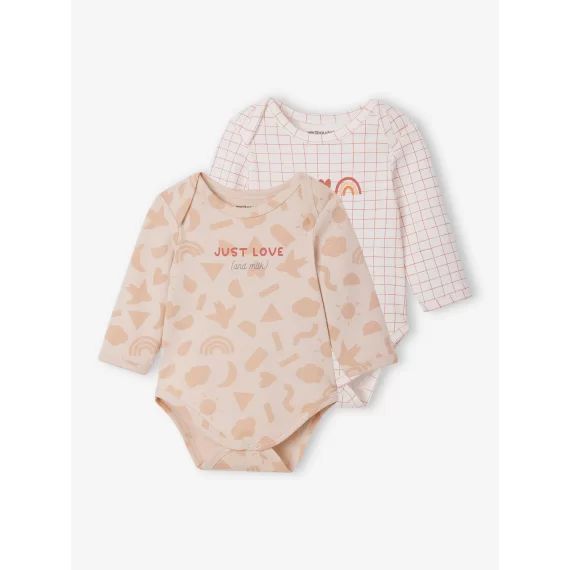 Lot de 2 bodies coeur bébé en coton biologique écru