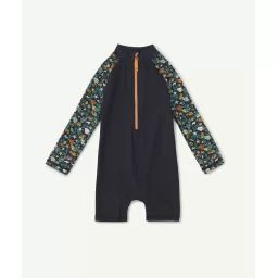 Combi anti-uv bébé garçon en fibres recylées bleue et imprimée –  – Soldes