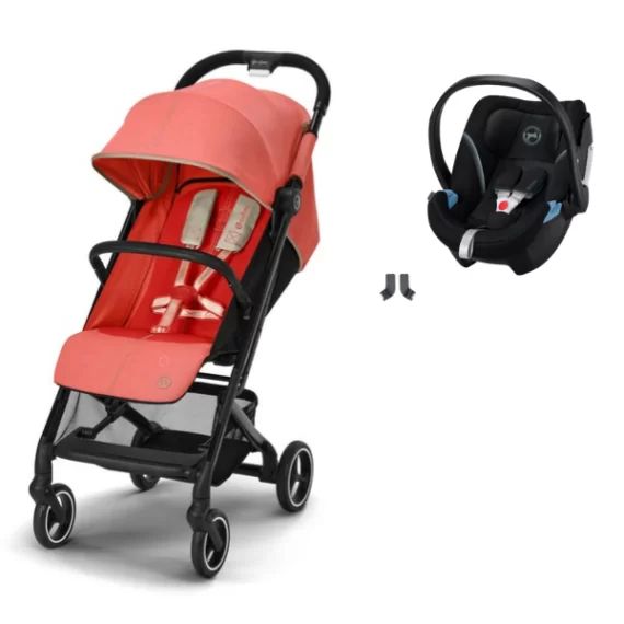 Poussette Cybex Beezy – Hibiscus Red + Coque Auto Aton 5 – Deep Black (2022)