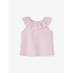 T-shirt sans manches à volant en broderie anglaise bébé lilas
