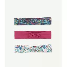 Le lot de 3 bandeaux uni et imprimés fleuris en coton –  – Soldes
