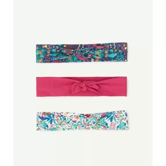 Le lot de 3 bandeaux uni et imprimés fleuris en coton –  – Soldes