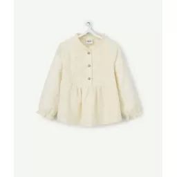 Blouse en coton écru avec broderie anglaise bébé fille –  – Soldes