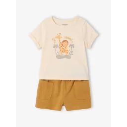 Ensemble T-shirt imprimé + short bébé caramel