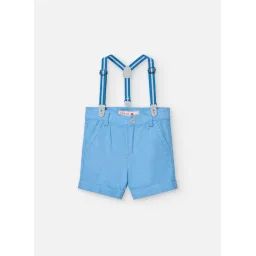 Bermuda Uni Avec Fermeture À Bouton Et Bretelles Bleu