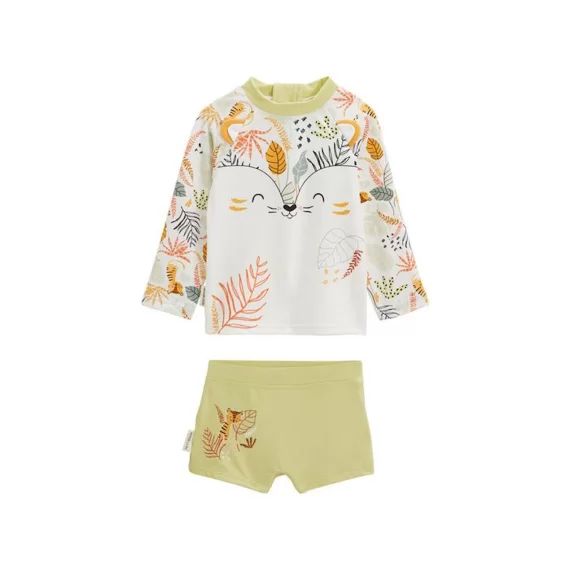 Maillot De Bain Bébé 2 Pièces T-shirt De Protection Uv & Boxer Dumbea Vert
