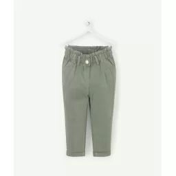 Pantalon bébé fille en denim kaki et viscose responsable –  – Soldes