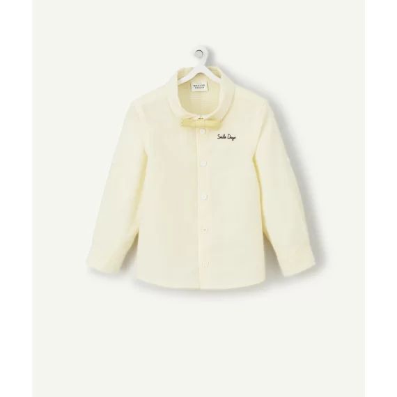 Chemise bébé garçon en coton et rayée jaune et blanc –  – Soldes