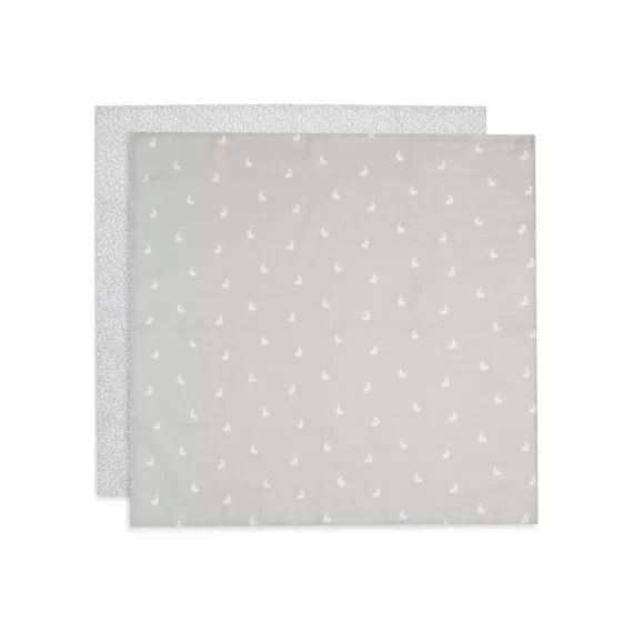 Lot de 2 langes en coton bio lapin/pois Nougat (70 x 70 cm)